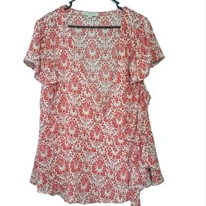 Loft floral like pattern wrap blouse